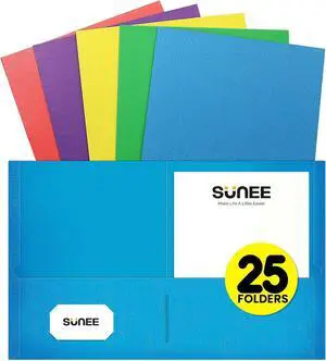 Folders with Pockets(25 Pack Assorted Colors) 2 Pocket Folders Fit Letter Size Paper Paper File Folder for School Office Home Business