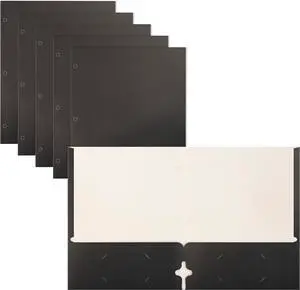 Two Pocket Portfolio Folders 50-Pack Black Letter Size Paper Folders 50 Pieces Black