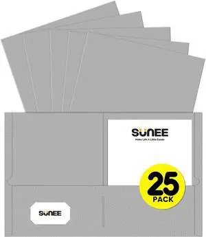 Folders with Pockets (25 Pack Gray) 2 Pocket Folders Fit Letter Size Paper Paper File Folder for School Office Home Bussiness