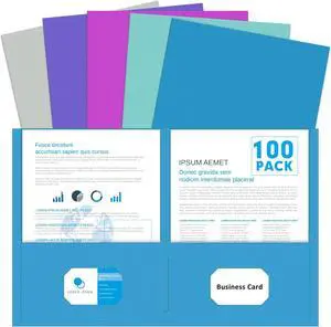 Two Pocket Folders 100 Pack 2 Pocket Folders Letter Size Paper File Folder for School Office Home Business Assorted 5 Colors