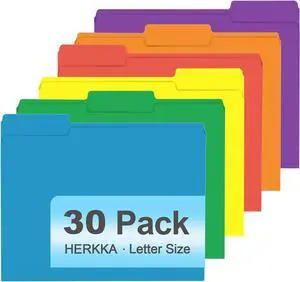 File Folder 30 Pack 1/3 Cut Tab File Folders Colored File Folders Designed for Office and Classroom Use Letter Size Assorted 6 Colors