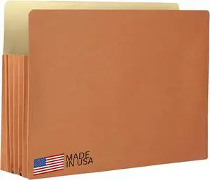 Accordion File Folders Letter Size | Box of 10 Redropes | Expanding File Folder - 5.25 Expansion | Expandable Accordian File Organizer Pocket | Redwell Filing Organization & Storage