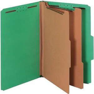 Classification Folders Standard 2 Dividers Embedded Fasteners 2/5 Cut Tab Dark Green Legal 10/BX (29033)