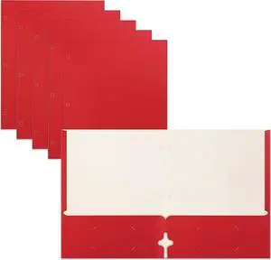 Two Pocket Portfolio Folders 50-Pack RED Letter Size Paper Folders 50 Pieces Red