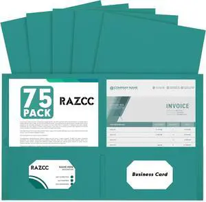 Two Pocket Folders 75 Pack 2 Pocket Folders Fit Letter Size Paper Paper Folders with Pockets for School Office Business Home Turquoise
