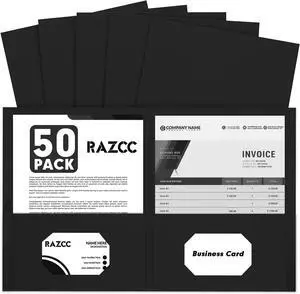 Two Pocket Folders 50 Pack 2 Pocket Folders Fit Letter Size Paper Paper Folders with Pockets for School Office Business Home Black