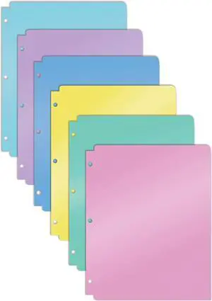 3 Hole Punch Pocket Folders Bulk Pack Sturdy Plastic 2 Pocket Folders Assorted Pastel Colors Letter Size with Business Card Slot (6 Pack)
