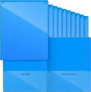 48 Pcs Plastic Take Home Folders with 2 Pockets Parent Teacher Classroom Communication Homework Folder for Students Parent Teacher Connector(Blue)