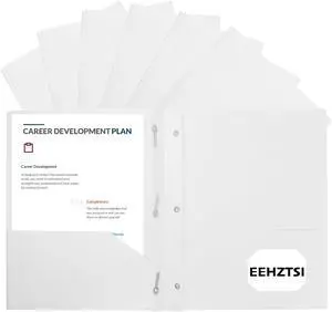 12-Pack Plastic Folders with Pockets and Prongs 2-Pocket Folders with 3 Fasteners Poly Folders Holds 8-1/2 x 11 Paper for School/Office/Home White
