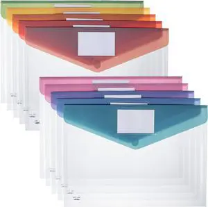 - Clear Plastic Envelopes with Snap Closure 10 Pack A4 Letter Size Colorful Flaps Clear Folders for Documents Plastic Envelopes for Documents