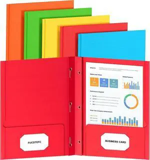 2 Pocket Folders with Prongs 5 Pack Paper Folders with Pockets and Prongs File Folders with Fasteners Heavy Duty Two Pocket 3 Prong Folders for Office School Letter Size 5 Bright Color