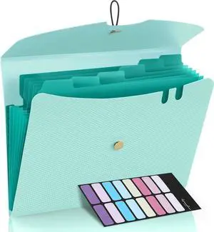 7 Pocket Expanding File Folder Premium Accordion File Organizer Letter Size Folders for Documents Sleek Filing Folders with Bungee Closure Portable Folders for School Office Supplies Green