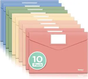 10Pack Plastic Envelopes Plastic File Folder Folders for Documents Retro Colors Super Heavyweight Document Holder Storage Pouches File Envelopes for School Office Supplies