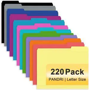 File Folder 220 Pack Colored File Folder 1/3 Cut Tab Letter Size Assorted 12 Colors Filing Folder for Office School Business