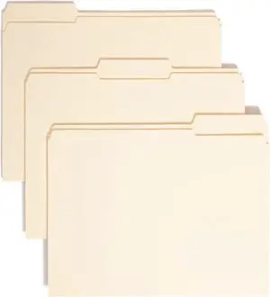Smead File Folders Letter Size Reinforced 1/3-Cut Tab Assorted Positions Letter Size Manila Folders 8.5 x 11 100 per Box (10334)