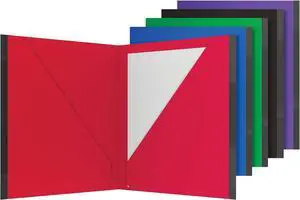 Two Pocket Folders Plastic Folders with Reinforced Edges Letter Size Red Blue Green Black Purple 5 Per Pack (89114)