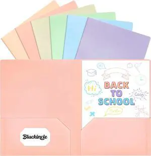 Folders with Pockets 2 Pocket Plastic Folder with Pockets for School Colored File Folder for Documents Letter Size with Business Card Slot Back to School Office Teacher Supplies(6 Pack Pastel Colors)