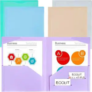 Plastic Folders with Pockets 5pcs Pocket Folders Pastel Folders Plastic Folder for Documents File Folders with Fasteners Aesthetic Folders
