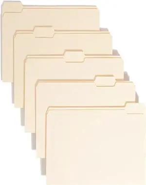 Smead File Folder 1/5-Cut Tab Assorted Positions Letter Size Manila 100 per Box (10350)