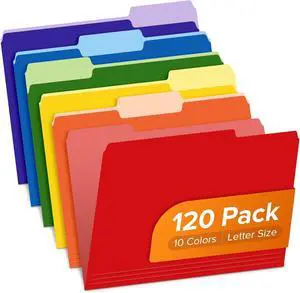 File Folders 120 Packs Bulk Colored File Folders in 6 Colors File Folders Letter Size with 1/3 Cut Tab for School Supplies Office Business