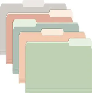Two Tone Color File Folders 8.5 x 11 Inch 1/3 Cut Tab File Folder Letter Size Assorted Colors Pastel Colors Manila File Folders School Business Office Folders for Document Files Paper -15 Pack