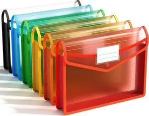 6 Pack Plastic Expanding File Folder Folders for Documents with Snap Closure Colorful File Folder Organizer Holder Transparent Accordion File Pouch Large Capacity Fit Letter/A4 Size