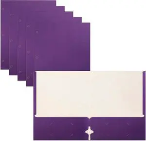 Two Pocket Portfolio Folders 50-Pack Purple Letter Size Paper Folders 50 Pieces Purple