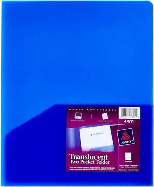 Translucent Two Pocket Folder Water Resistant Holds up to 20 Sheets 1 Blue Folder (47811)