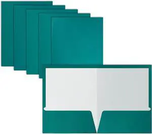 2 Pocket Glossy Laminated Teal Paper Folders Box of 25 Letter Size Teal Paper Portfolios 25 Pack
