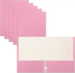 Two Pocket Portfolio Folders 50-Pack Pink Letter Size Paper Folders 50 Pieces Pink