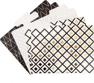 Classic File Folders Set Office Supplies Black Gold and White FSC Certified 6 Count