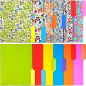 Decorative File Folders 12Packs Colored File folders with 6 Cute Floral Design and 6 Solid Vibrant Colors Two-Tone File Folders Letter Size 1/3-Cut Tabs 300gsm