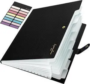 Accordion File Organizer 8 Pocket Expanding File Folder with Labels Letter Size Folders for Documents Portable Paper Bill Receipt Organizer for Home School Office Supplies Black