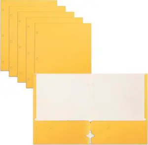 Two Pocket Portfolio Folders 50-Pack Yellow Letter Size Paper Folders 50 Pieces Yellow