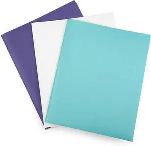 Mintra Poly Pocket Folders 3pk - Heavy Duty (Teal/White/Purple)