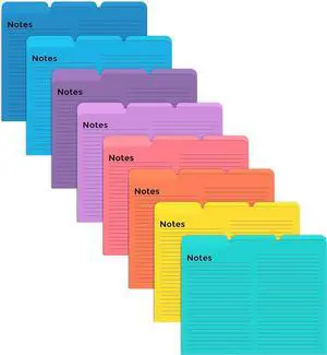 Lined File Folders 24 Pack Notes Tabbed File Folders 1/3 Cut Tabs 8 Vibrant Colors Heavyweight Letter Size Folders 9.5 x 11.5 Left/Center/Right Set Per Color