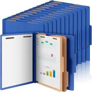 48 Pcs Classification Folders Letter Size 2 Divider Pressboard File Folders with 3. 5 Inch Expansion 2 Prongs Fastener Heavy Duty Office File Organizers for Teachers Medical (Dark Blue)