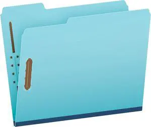 Globe Weis Pressboard Fastener Folders Letter Size Light Blue 1 Expansion 1/3 Cut 25/BX (615F21-3BLU)