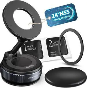 2025 Upgraded Vacuum Magnetic Car Phone Holder with 360° Rotation 80LBS Ultra Suction Cup Phone Mount for MagSafe Cell Phone Holders phone holder for Your Car/Gym/Mirror Mount for iPhone & Android