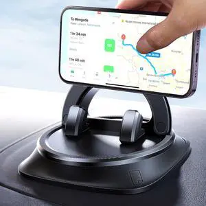 Car Phone Holder Mount Dashboard Cell Phone Stand with Anti-Slip Base Dual Adjustable Clips Universal Compatibility (Ring)