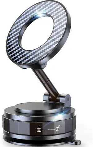 Vacuum Magnetic Car Phone Holder for Magsafe [89+LBS Suction & 3200gf Magnetic] 360° Adjustable Ultra Suction Cup Phone Holders for Your Car/Gym/Mirror Car Mount for iPhone & Android (Black)