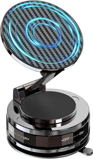 Phone Holders for Your Car Compatible with MagSafe Ultra Vacuum Suction Cup Mount 360° Rotation Car Phone Holder Compatible with All Models Carbon Fiber Brown