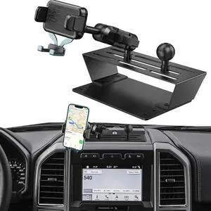Dash Mount Phone Holder Compatible with 2015-2020 F150 2017-2022 F250 F350 Metal Cellphone Mounting Bracket Stand for Most CellPhones