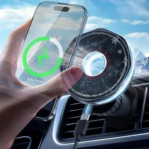 Wireless Car Charger 15W Cell Phone Car Mount Dashboard/Vent Magnetic Mount for iPhone 16 Pro Max 15 14 13 & /Android 360° Rotation Car Phone Holder