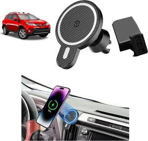 Car Phone Mount for Toyota RAV4 2013-2015 2016 2017 2018 Accessories Custom Air Vent Phone Holder Magnetic 15W Fast Wireless Charger Hands Free 360° Rotation Cell Phone Automobile Cradles