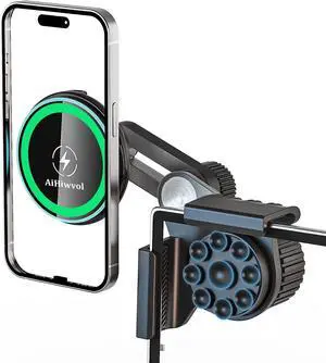 for Qi2 15W Tesla Phone Mount Charger [Heat Restriction] Strong Suction Power for Tesla Model Y/3 Screen Magsafe Car Charger Fast Charging for iPhone 16 15 14 13 12 Series with 40 C-C Cable