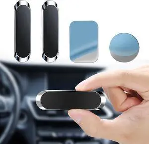 2PCS Magnetic Phone Car Mount with Metal Plates Car Phone Holder Universal Mobile Phone Automobile Cradles for Dashboard Air Vent Suitable for All Phones (Silver)