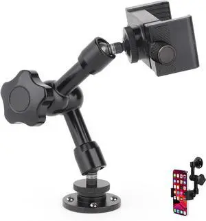 Drill Base Truck Phone Stand for 3.5~7.5 inches iPhone/HTC/LG/Nexus//Smart Phones Fit for Truck Car Van Vehicles 360°Adjustable Aluminum Alloy Mount
