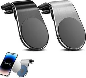 2PCS Mobile Phone Navigation Magnetic Bracket L Type 360° Rotatable Car Phone Mount Magnetic Navigation Bracket for Any Smartphone (Black + Silver)