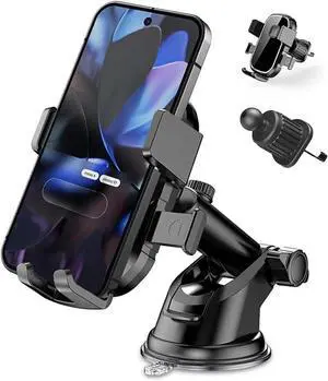 Upgraded 3-in-1 Phone Holders for Your Car Heavy-Duty Car Phone Mount for Dashboard Windshield & Vent Universal Cell Phone Holder for iPhone & Android